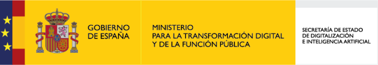 Logotipo del Ministerio para la Transformación y de la Función Pública en un fondo amarillo.